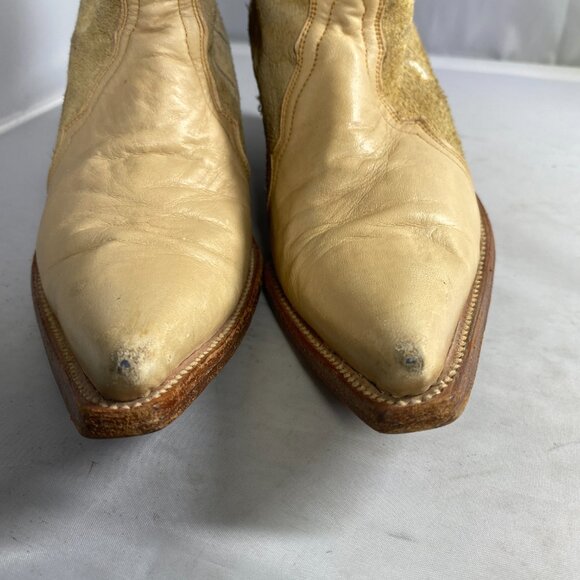 Rudel Ws 5 Yellow Leather Cowboy Rodeo Flower Boots Vintage Embroidered - Picture 3 of 7